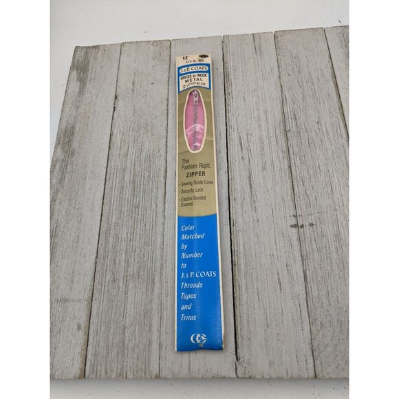 Vintage J&P Coats Dress or Neck Opening Metal Zipper 12" Dk Rose 32-B - Picture 1 of 4